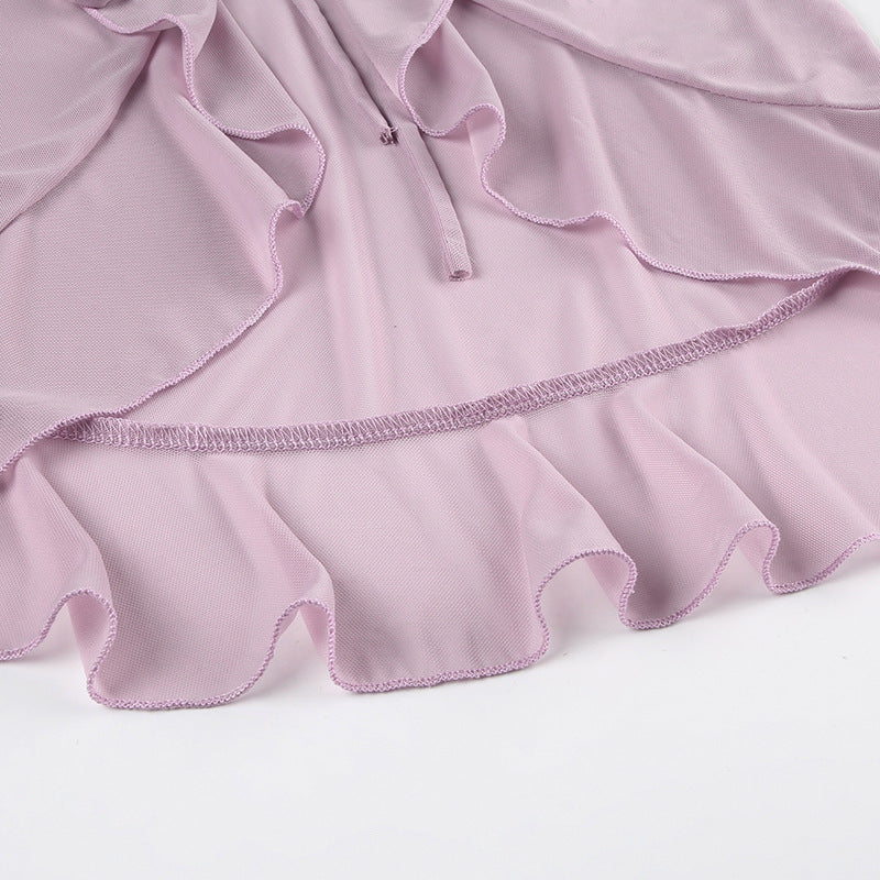 Sheer Ruffled Tie - Front Chiffon Top