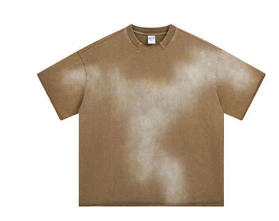 Vintage Washed Ribbed Crew - Neck Loose Short - Sleeve T - Shirt