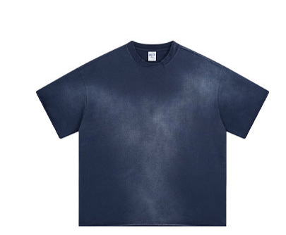 Vintage Washed Ribbed Crew - Neck Loose Short - Sleeve T - Shirt