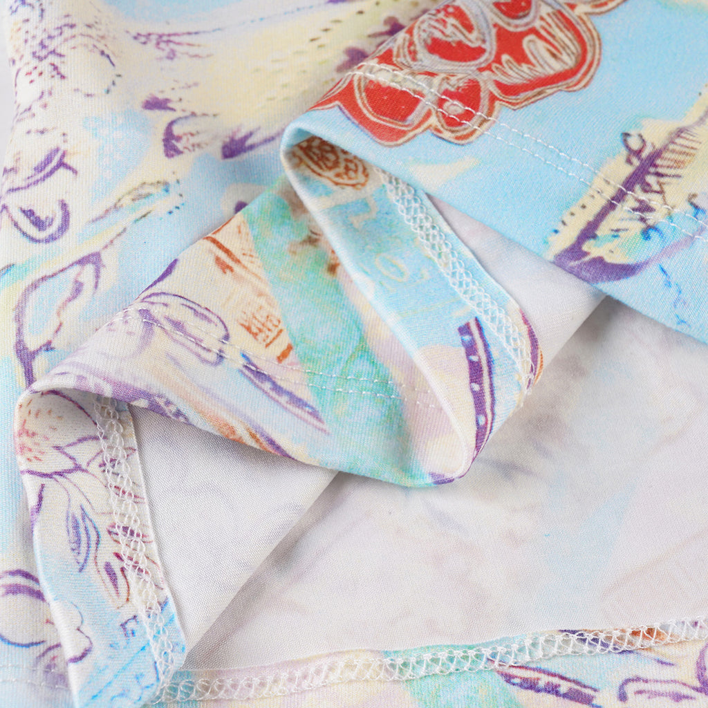 Romantic Printed Beaded - Strap Corset Top