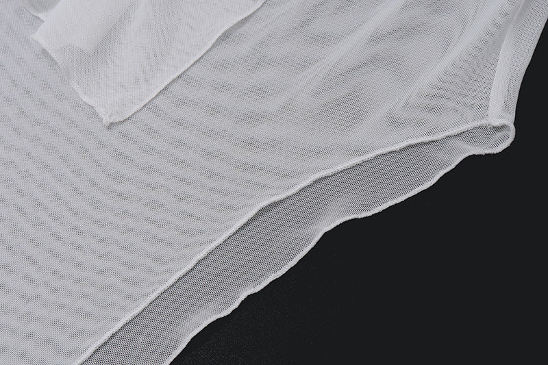 One - Shoulder Tie - Strap Sheer Overlay Set