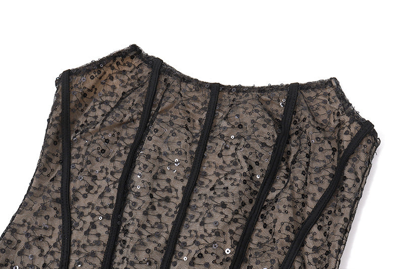 Sequin Bandeau Asymmetric Evening Dress