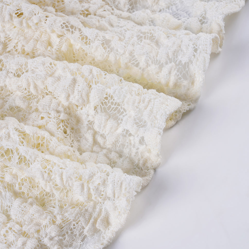 Lace Ruffled V - Neck Crop Cardigan