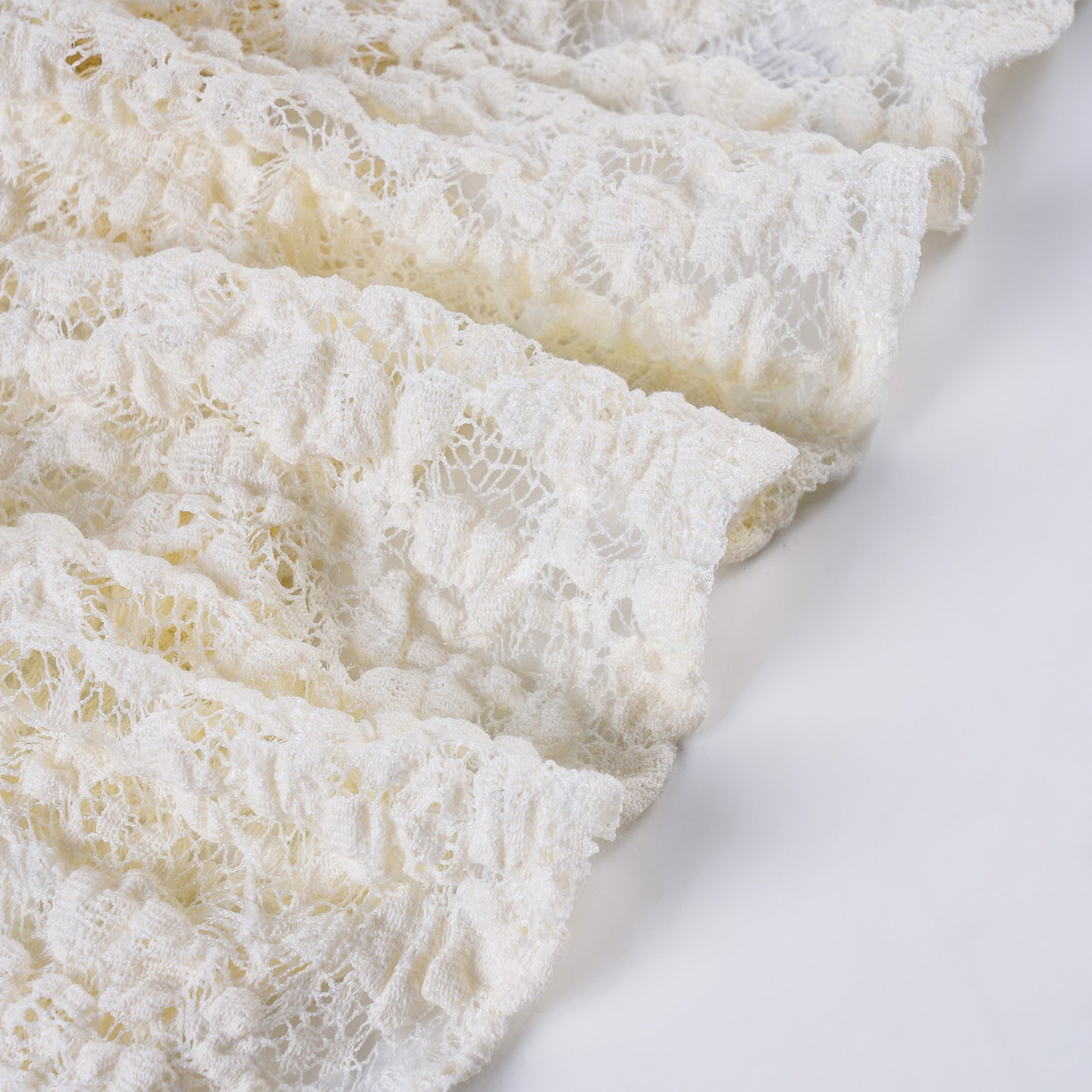 Lace Ruffled V - Neck Crop Cardigan