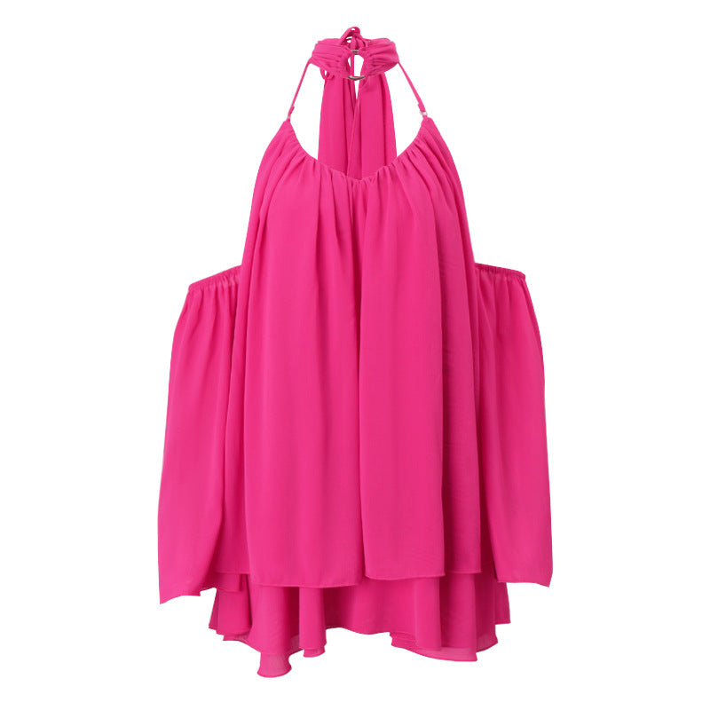 Loose Halter Neck Off - Shoulder Tunic Top