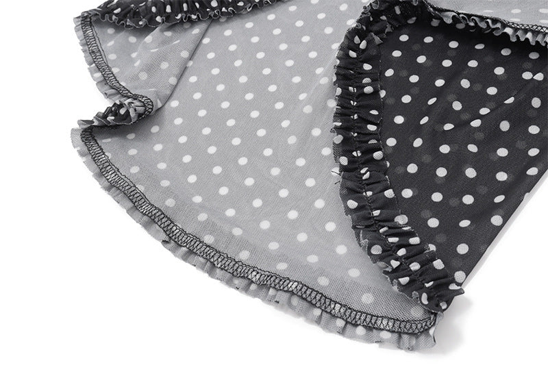 Polka Dot Spaghetti Strap Deep - V Mermaid Dress