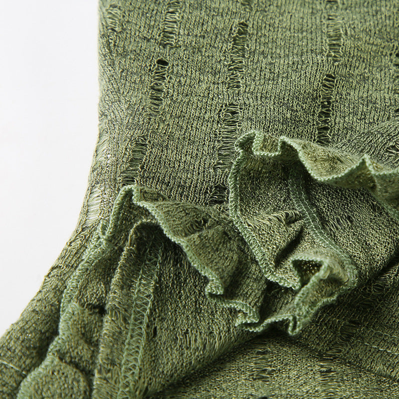 Vintage Ruffle - Trimmed Knit Crop Cardigan