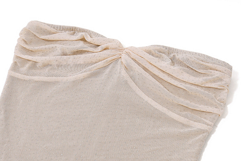 Strapless Twisted Shimmer Maxi Dress