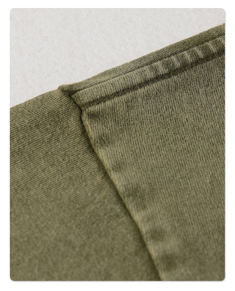 Vintage Distressed Washed Loose-Fit Small-Collar Batik T-Shirt