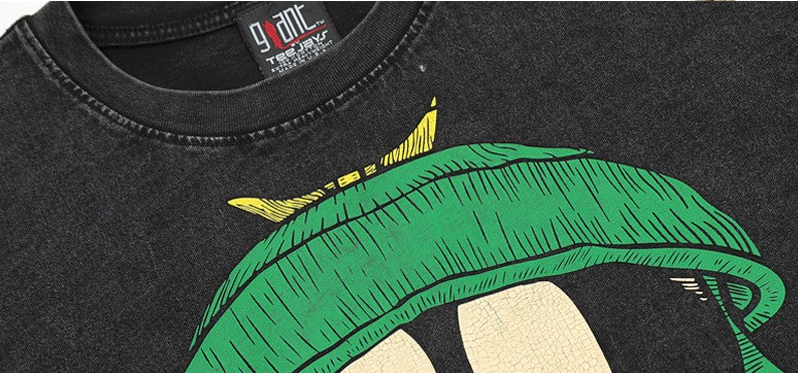 Fun Cartoon - Printed Washed Short - Sleeve T - Shirt